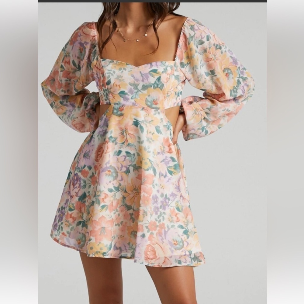 Showpo Floral Mini Backless Dress UK 8. D48